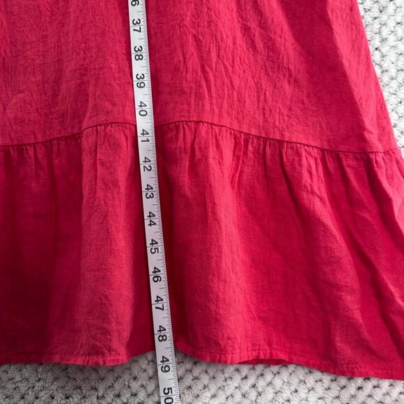 Terzo Millennio Dress Womens L Red Linen Tank Maxi Tiered Boat Neck Sleeveless - Picture 4 of 14